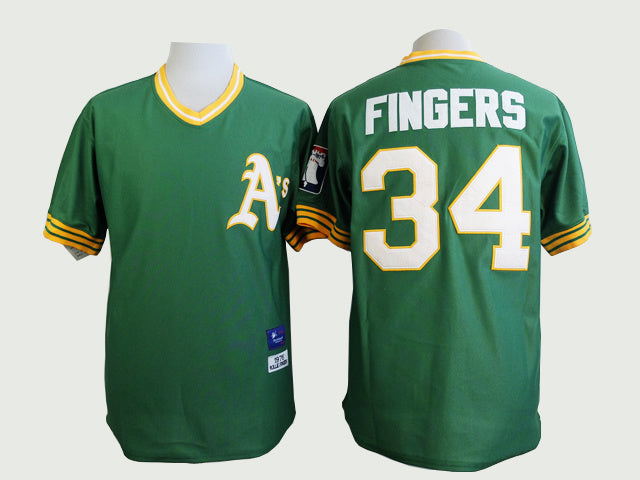 Oakland Athletics #34 Athletics 34 Green Baseball Jersey baseball jersey product view 1