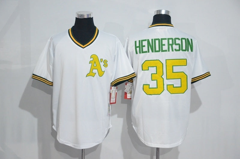 Oakland Athletics #35 Rickey Henderson Style 6 Baseball Jersey baseball jersey product view 1