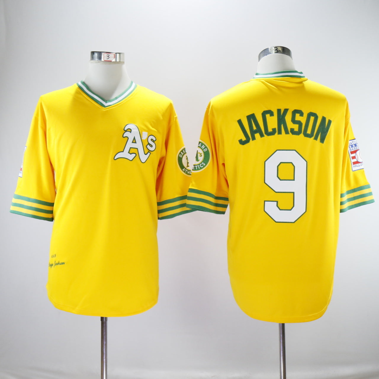 Oakland Athletics #9 Reggie Jackson Athletics 9 Green Retro Pullover Style 1 Baseball Jersey baseball jersey product view 1