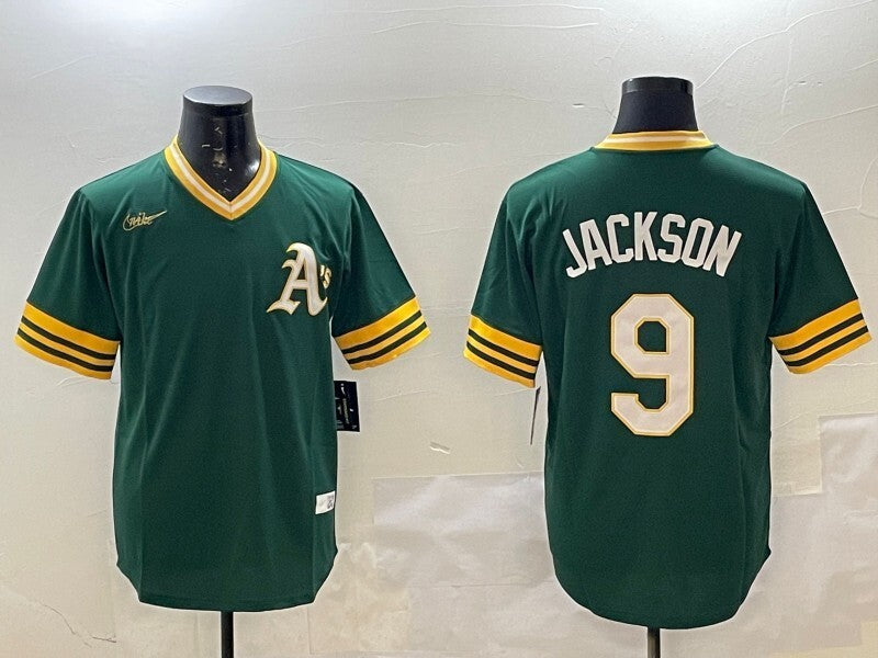 Oakland Athletics #9 Reggie Jackson Athletics Retro Adult Style 2 Baseball Jersey baseball jersey product view 1