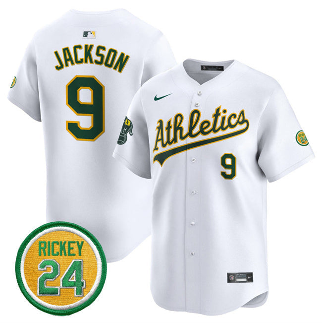 Oakland Athletics #9 Reggie Jackson White 2024 Home Limited With Rickey Baseball Jersey baseball jersey product view 1