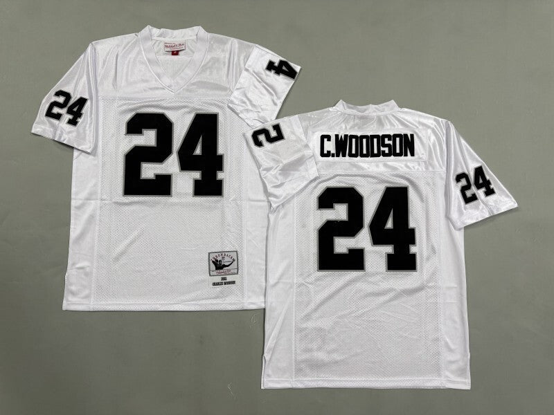 Oakland Raiders #24 Charles Woodson Los Angeles Raiders Style 3 Football Jersey football jersey product view 1