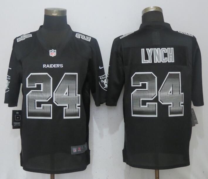 Oakland Raiders #24 Marshawn Lynch Black Strobe Limited Jersey Football Jersey football jersey product view 1