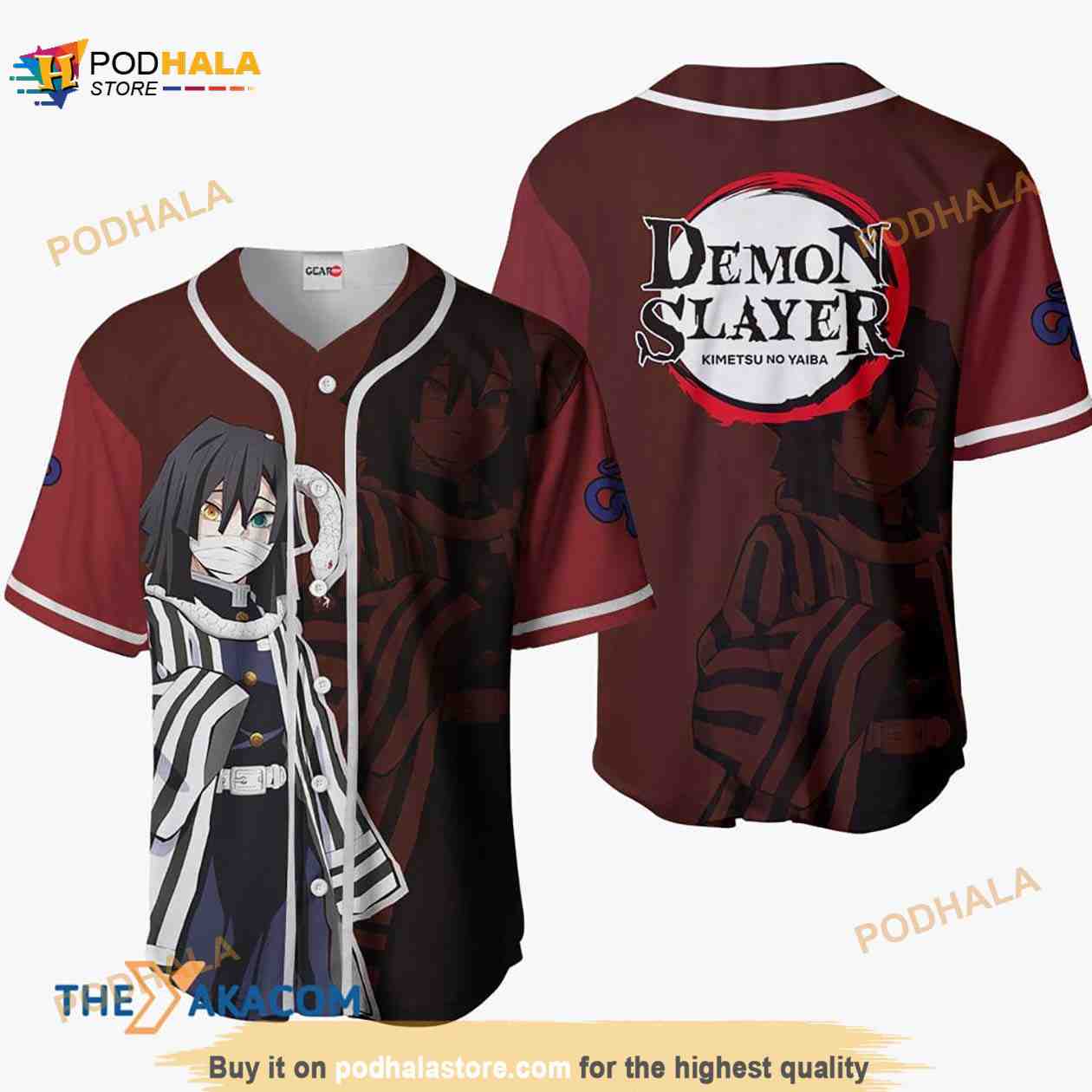 Obanai Iguro Kimetsu Anime 3D Baseball Jersey Shirt baseball jersey product view 1