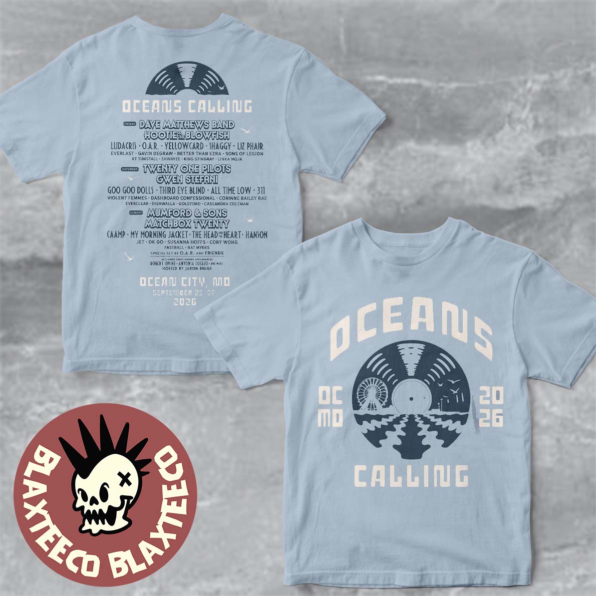 Oceans Calling 2026 Festival Merch In Ocean City Maryland From September 25 To 27 2026 Record Lineup T-Shirt - T-Shirt, Sweatshirt, Hoodie