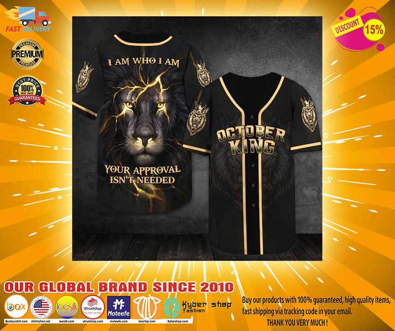 October lion king I am who I am Baseball Jersey baseball jersey product view 1
