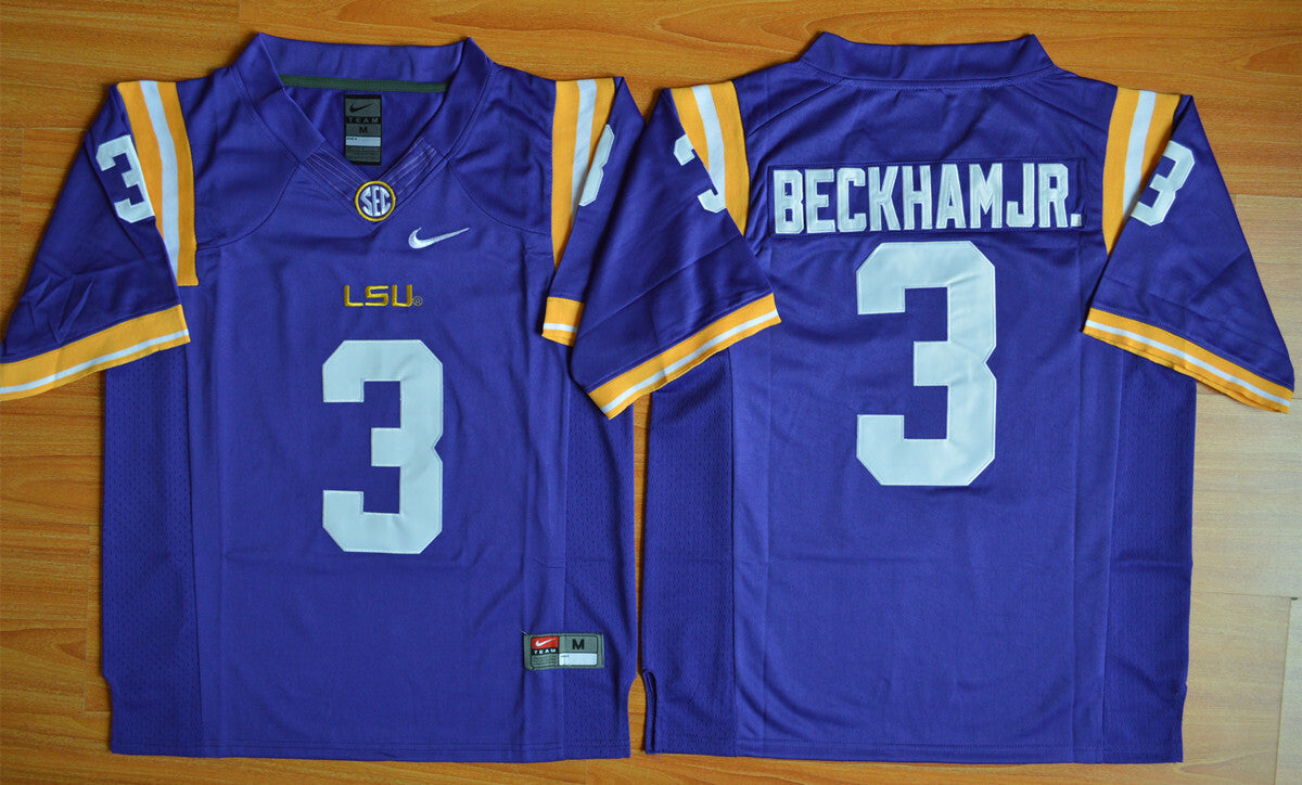 Odell Beckham Jr. 3 Purple Limited Edition College Football Jersey football jersey product view 1