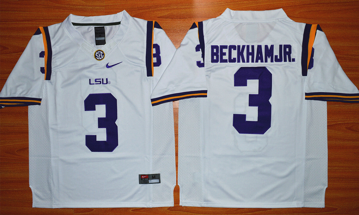 Odell Beckham Jr. 3 white Limited Edition College Football Jersey football jersey product view 1