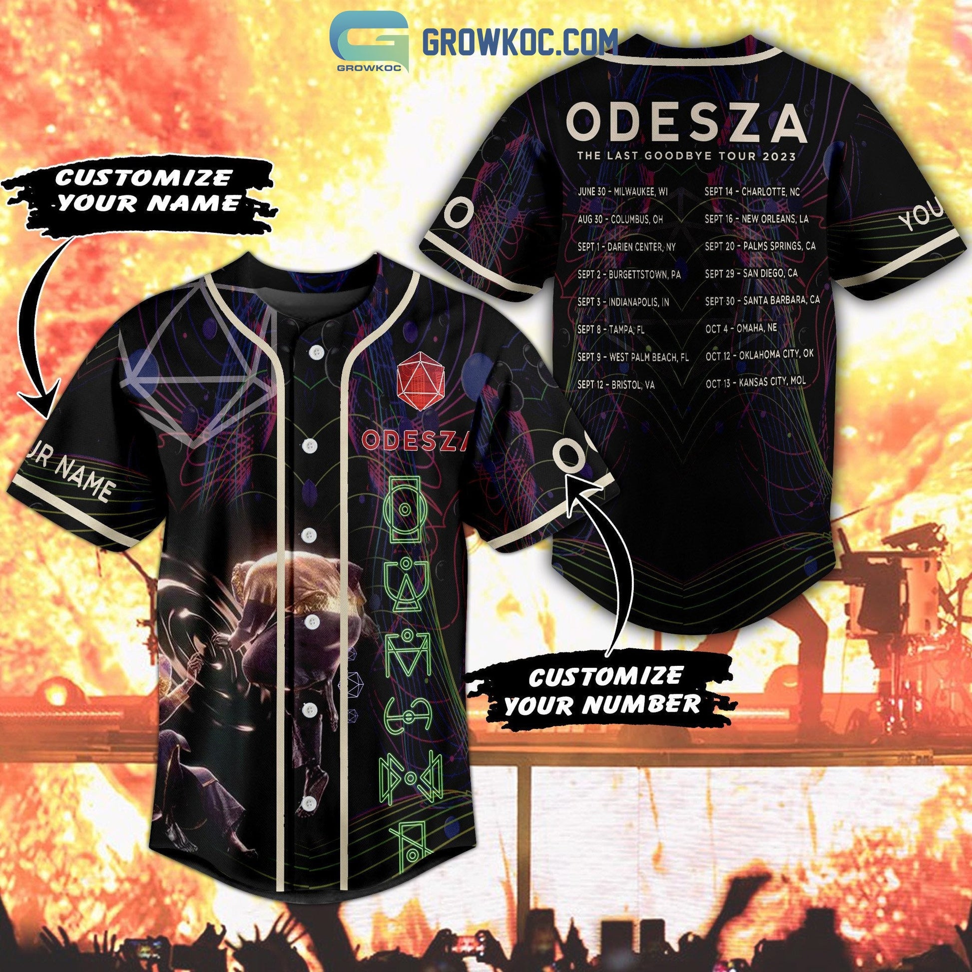 Odesza The Last Goodbye Tour 2023 Personalized Baseball Jersey baseball jersey product view 1