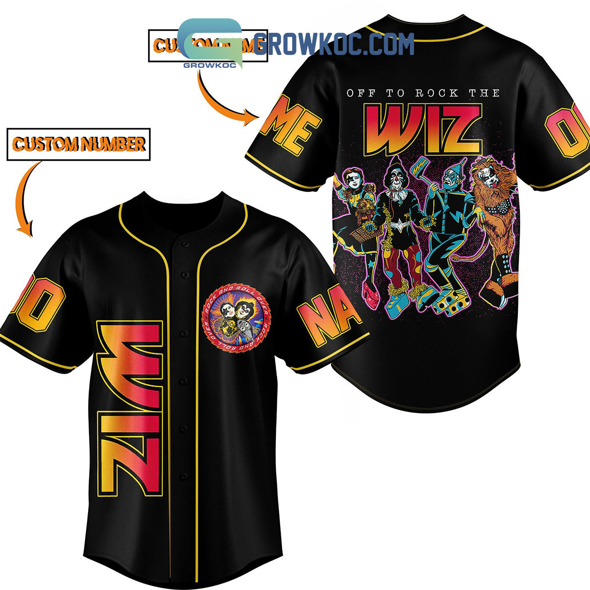 Off To Rock The Wiz Personalized Baseball Jersey baseball jersey product view 2
