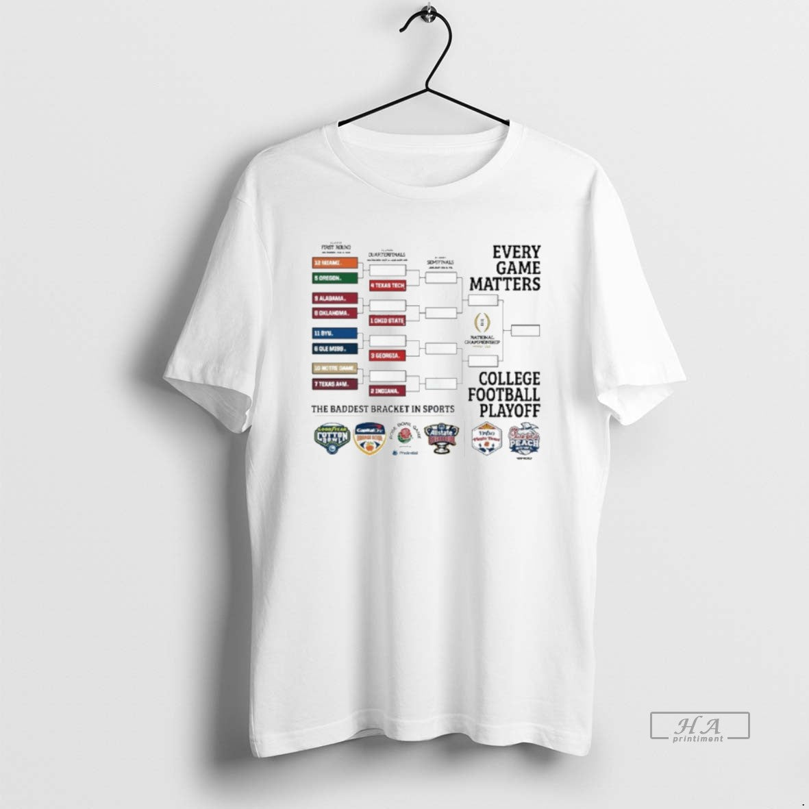 Official 2025 College Football Playoffs 12 Team Bracket - T-Shirt, Sweatshirt, Hoodie