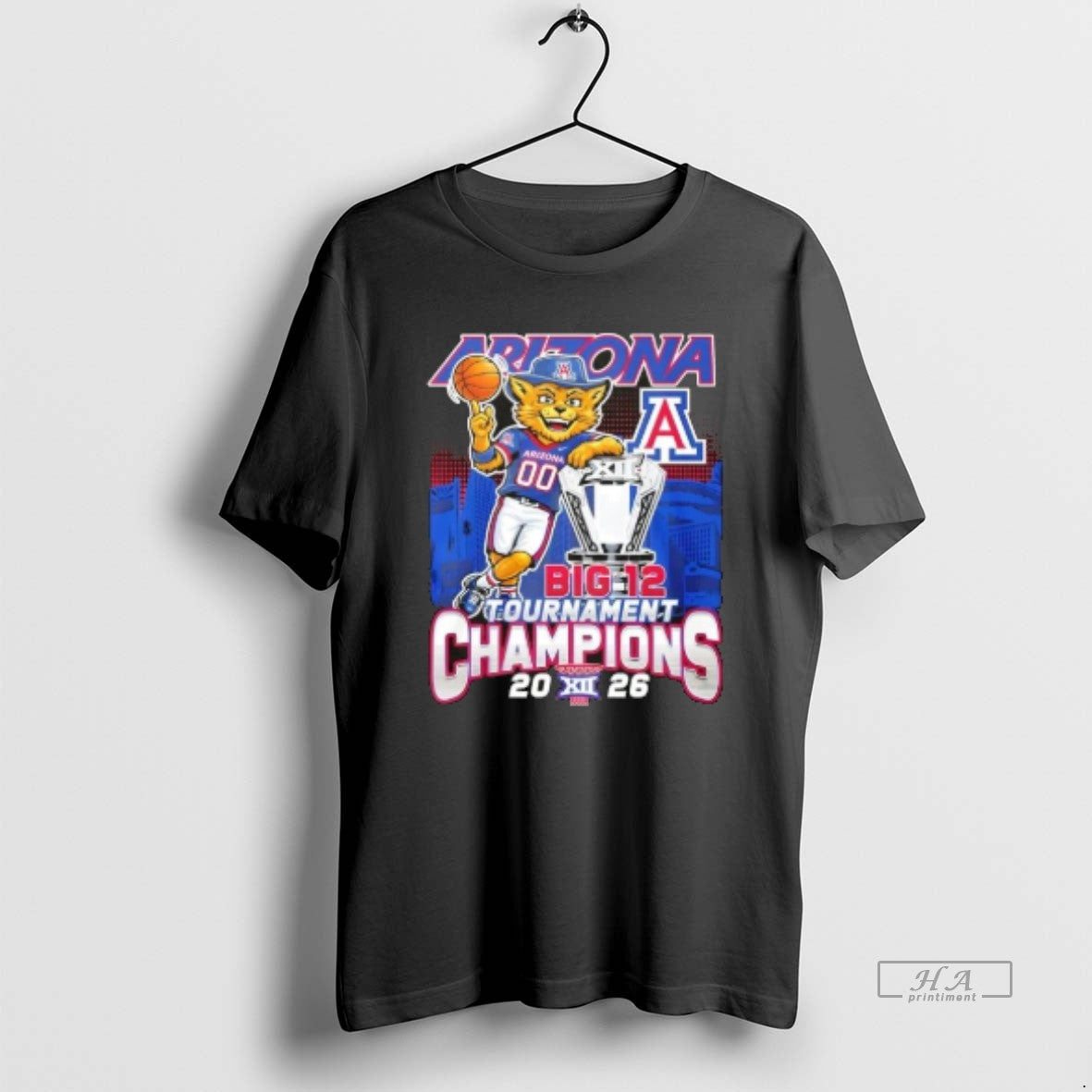 Official 2026 Big 12 Tournament Champions Arizona Wildcats Mascot Skyline Unisex T-shirt, Sweatshirt, Hoodie, Long Sleeve Tee - T-Shirt, Sweatshirt, Hoodie