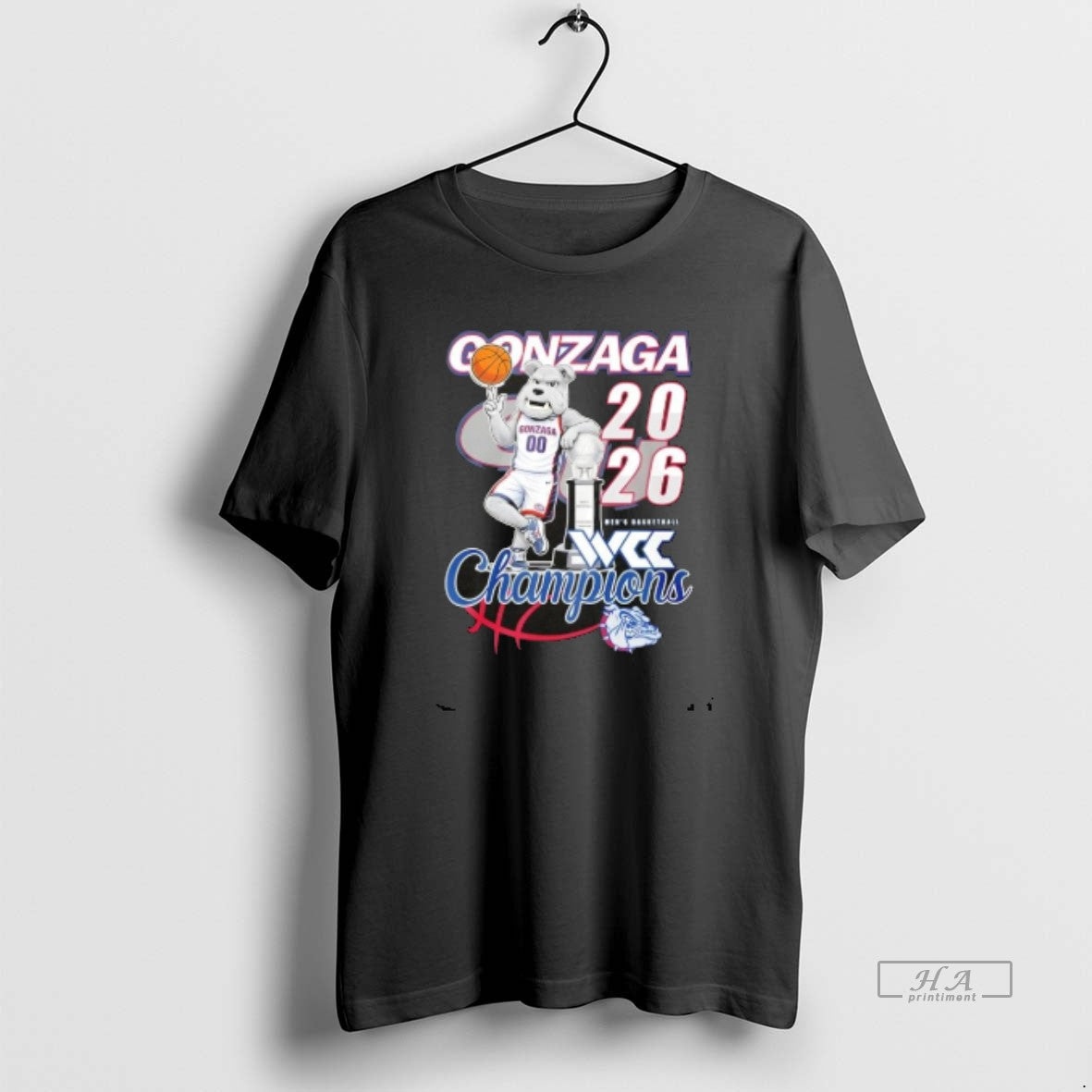 Official 2026 Mens Basketball Champions Gonzaga Bulldogs Mascot Unisex T-shirt, Sweatshirt, Hoodie, Long Sleeve Tee - T-Shirt, Sweatshirt, Hoodie