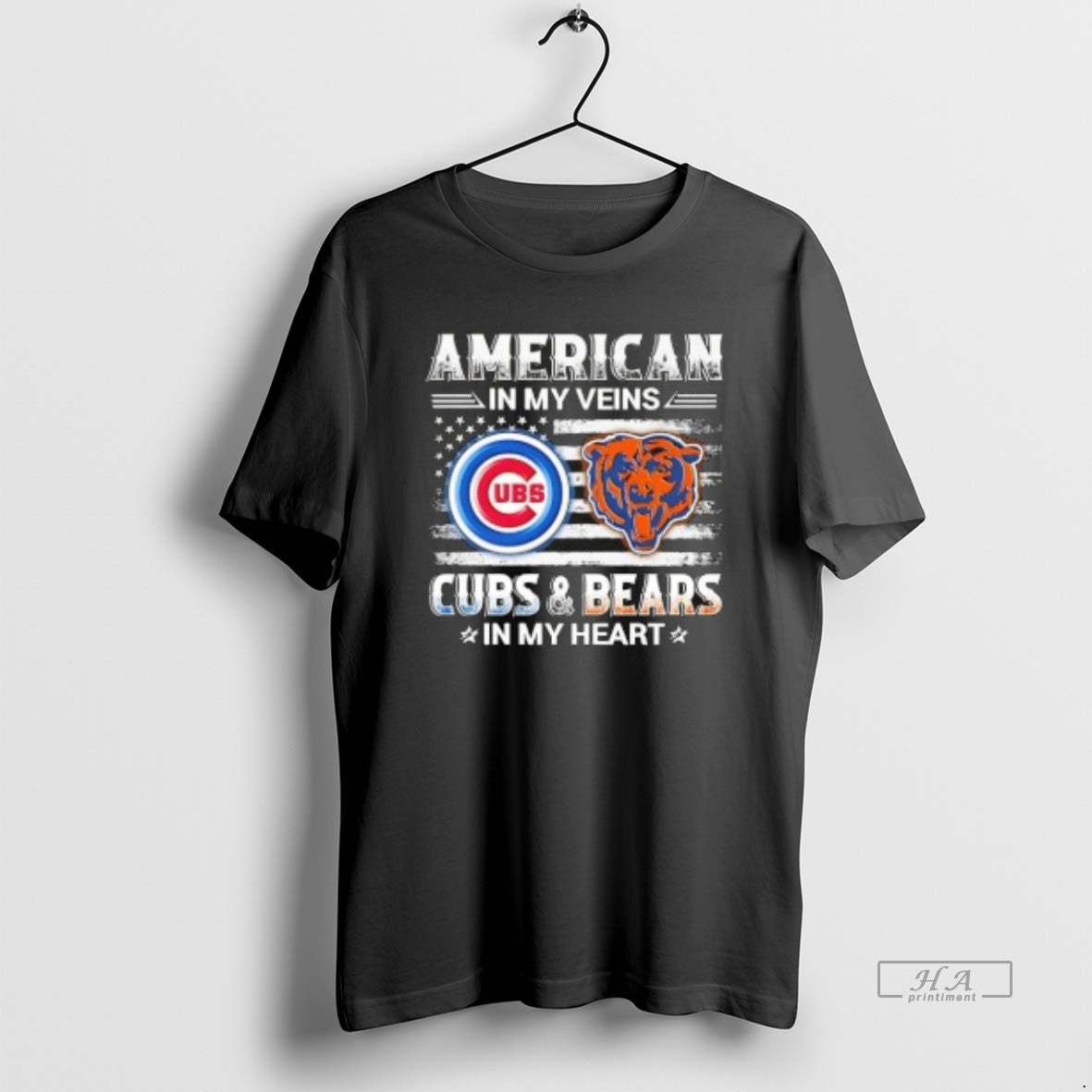 Official American In My Veins Chicago Sports Cubs And Bears In My Heart Unisex T-shirt, Sweatshirt, Hoodie, Long Sleeve Tee - T-Shirt, Sweatshirt, Hoodie