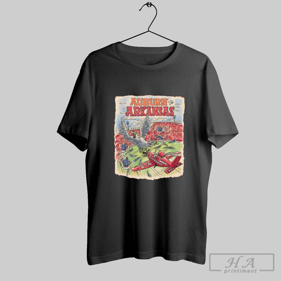 Official Arkansas Razorbacks Vs Auburn Tigers Football Ncaa Game Day 2025 Painting Unisex T-shirt, Sweatshirt, Hoodie, Long Sleeve Tee - T-Shirt, Sweatshirt, Hoodie