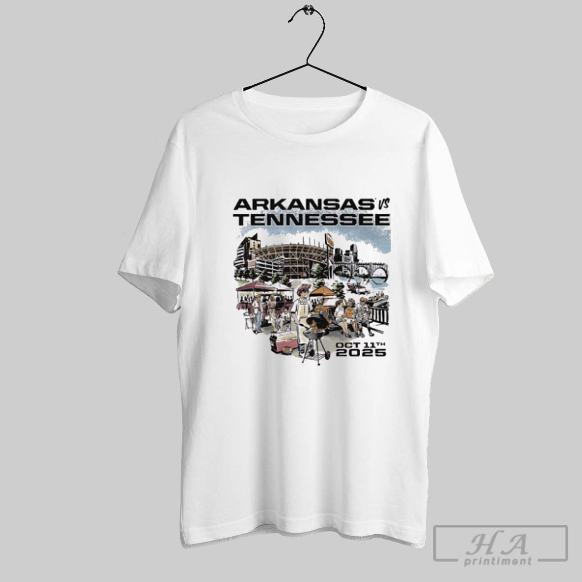 Official Arkansas Razorbacks Vs Tennessee Volunteers Game Day October 11th 2025 Painting Unisex T-shirt, Sweatshirt, Hoodie, Long Sleeve Tee - T-Shirt, Sweatshirt, Hoodie