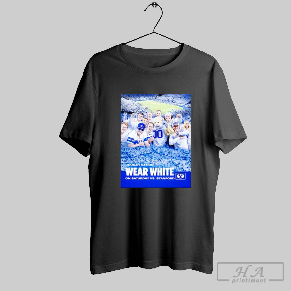 Official Byu Cougar Nation Wear White On Saturday Vs Stanford Poster Unisex T-shirt, Sweatshirt, Hoodie, Long Sleeve Tee - T-Shirt, Sweatshirt, Hoodie