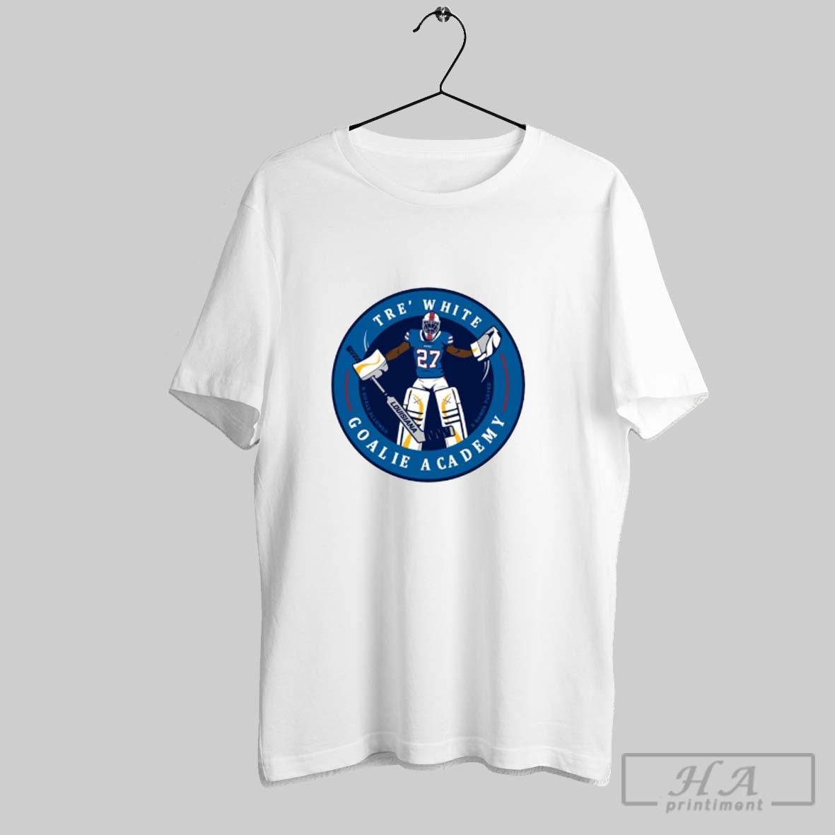 Official Bills Tre White Goalie Academy Unisex T-shirt, Sweatshirt, Hoodie, Long Sleeve Tee - T-Shirt, Sweatshirt, Hoodie