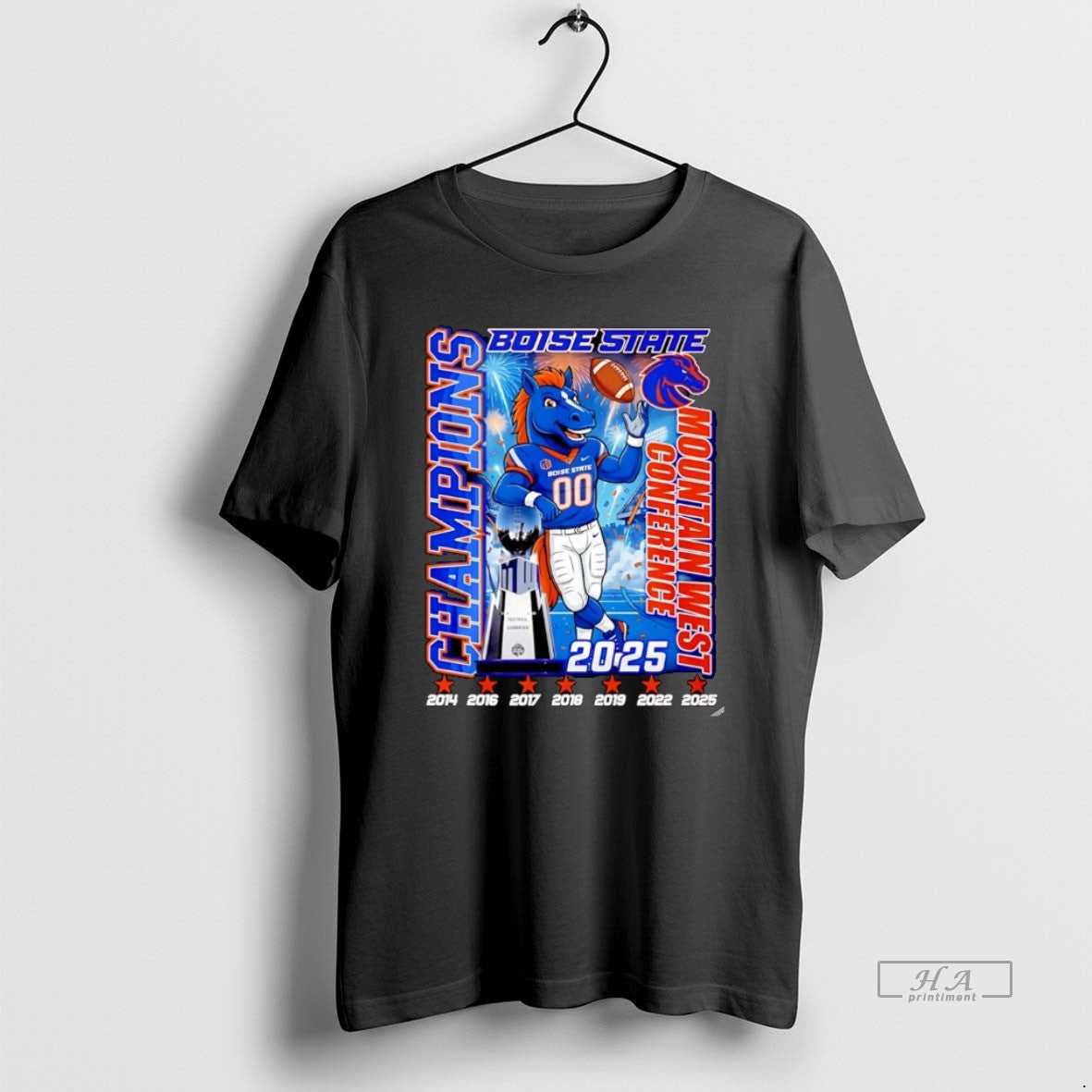 Official Boise State Football 2025 Mountain West Conference Champions 7 Time Christmas - T-Shirt, Sweatshirt, Hoodie