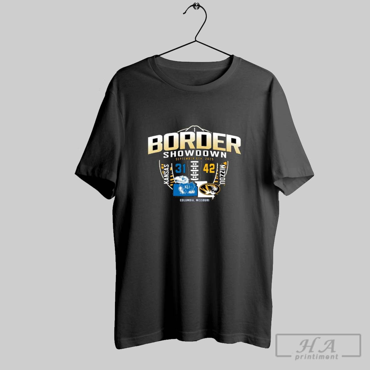 Official Border Showdown 2025 Mizzou 42 31 Kansas Score Unisex T-shirt, Sweatshirt, Hoodie, Long Sleeve Tee - T-Shirt, Sweatshirt, Hoodie