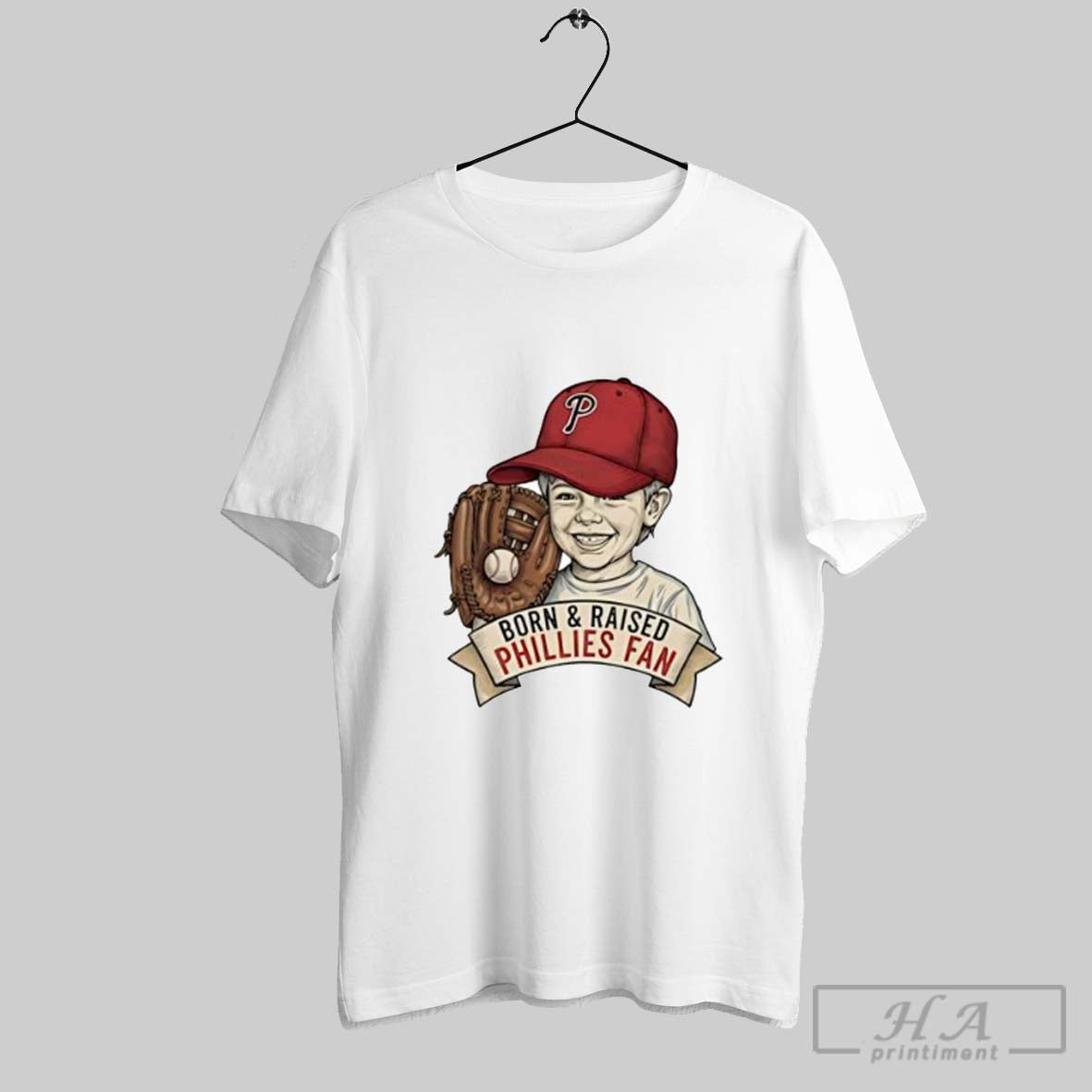 Official Born And Raised Phillies Fan Young Kid Baseball Glove Posters White Unisex T-shirt, Sweatshirt, Hoodie, Long Sleeve Tee - T-Shirt, Sweatshirt, Hoodie