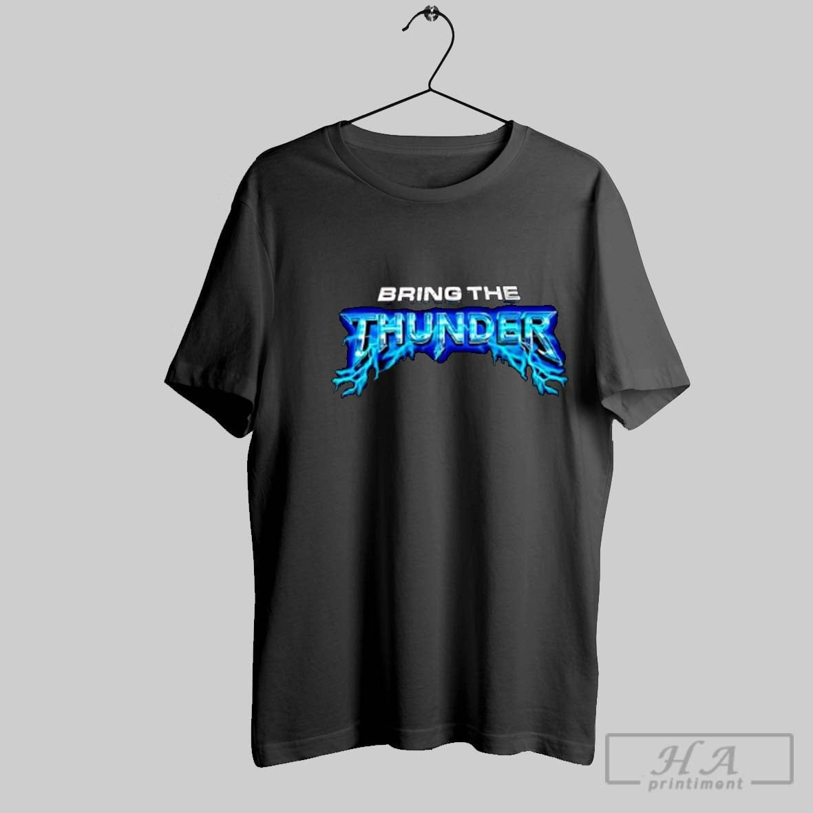 Official Bring The Thunder Blue Lightning Chrome Text Posters Black Unisex T-shirt, Sweatshirt, Hoodie, Long Sleeve Tee - T-Shirt, Sweatshirt, Hoodie