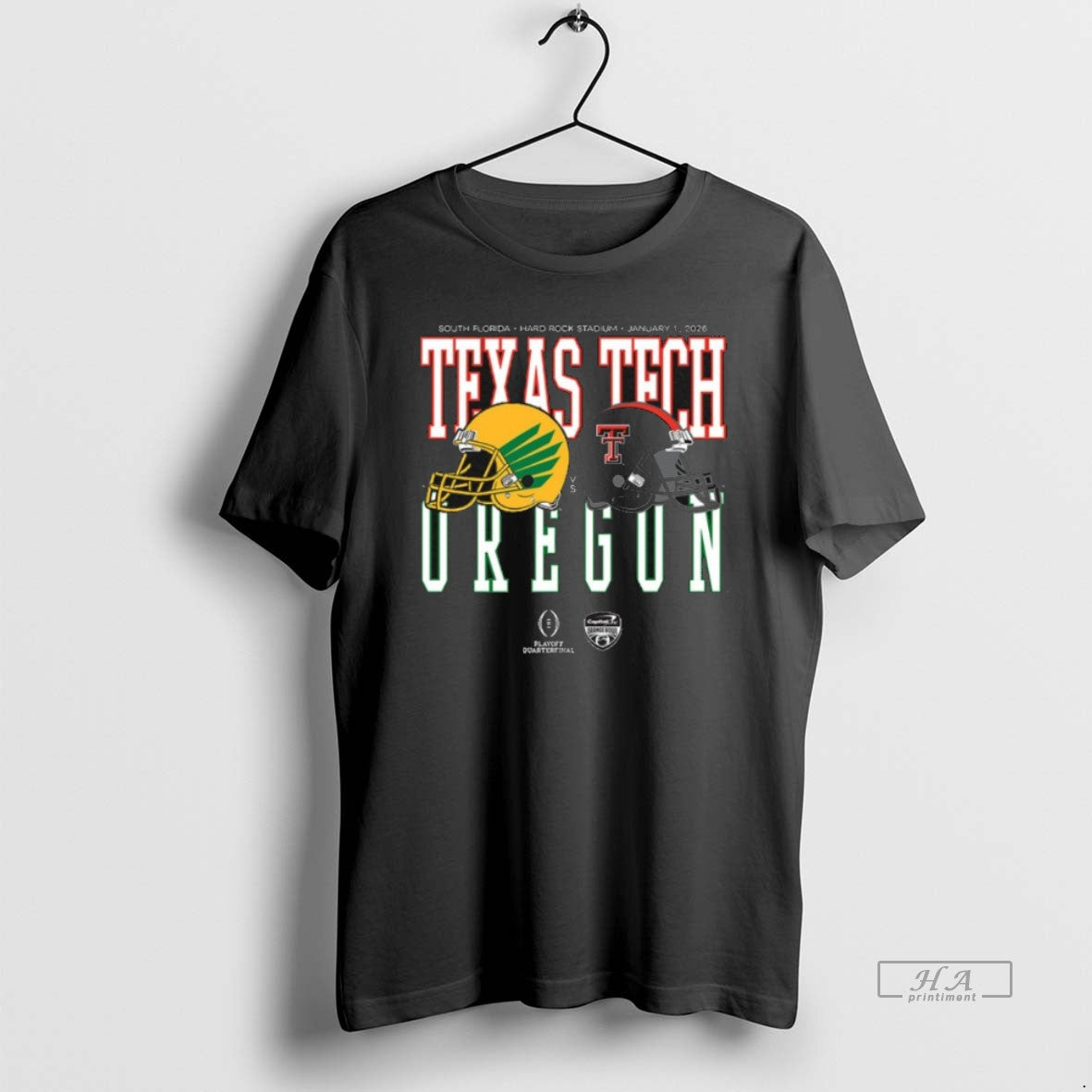 Official Capital One Orange Bowl 2026 Oregon Vs Texas Tech Helmet Matchup - T-Shirt, Sweatshirt, Hoodie