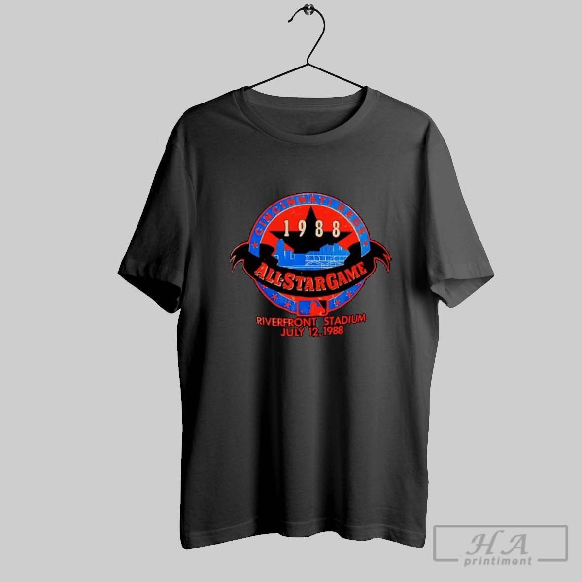 Official Cincinnati Reds 1988 All Star Game Vintage Baseball Posters Black Unisex T-shirt, Sweatshirt, Hoodie, Long Sleeve Tee - T-Shirt, Sweatshirt, Hoodie
