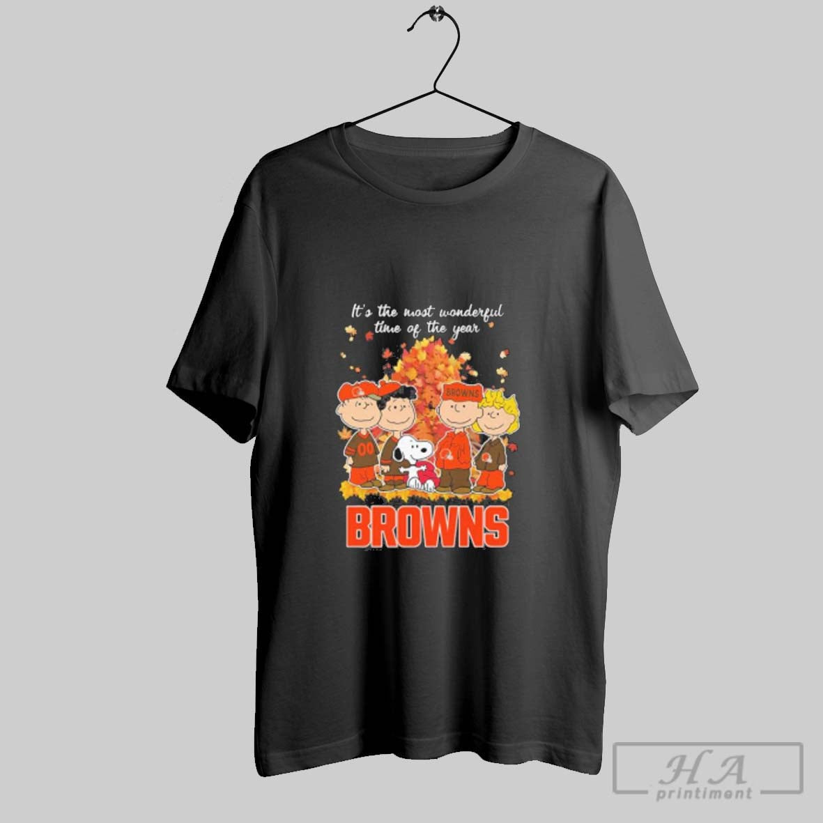 Official Cleveland Browns And Peanuts Character Its The Most Wonderful Time Of The Year Unisex T-shirt, Sweatshirt, Hoodie, Long Sleeve Tee - T-Shirt, Sweatshirt, Hoodie