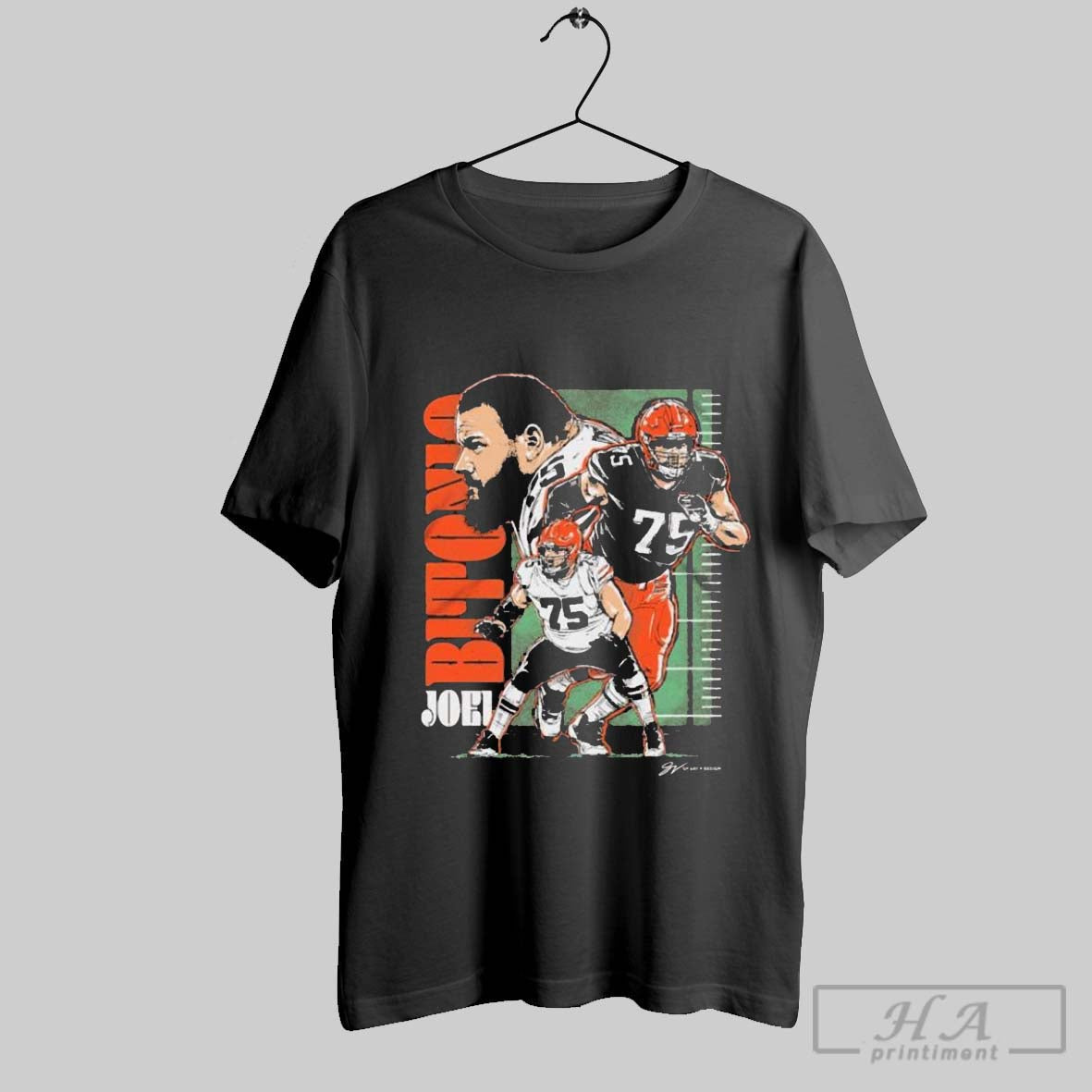 Official Cleveland Browns Joel Bitonio Artwork T Unisex T-shirt, Sweatshirt, Hoodie, Long Sleeve Tee - T-Shirt, Sweatshirt, Hoodie