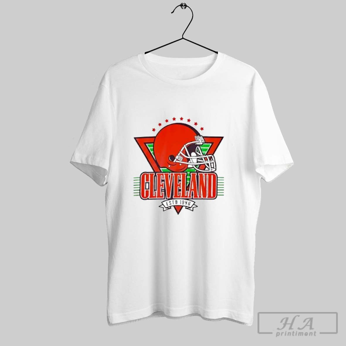 Official Cleveland Estd 1946 Football Helmet Stars Sports Fan Posters White Unisex T-shirt, Sweatshirt, Hoodie, Long Sleeve Tee - T-Shirt, Sweatshirt, Hoodie