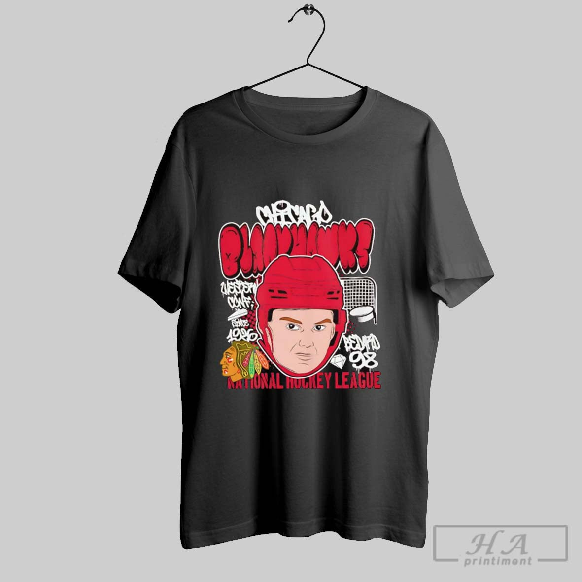 Official Connor Bedard Big Head Caricature Chicago Blackhawks Unisex T-shirt, Sweatshirt, Hoodie, Long Sleeve Tee - T-Shirt, Sweatshirt, Hoodie