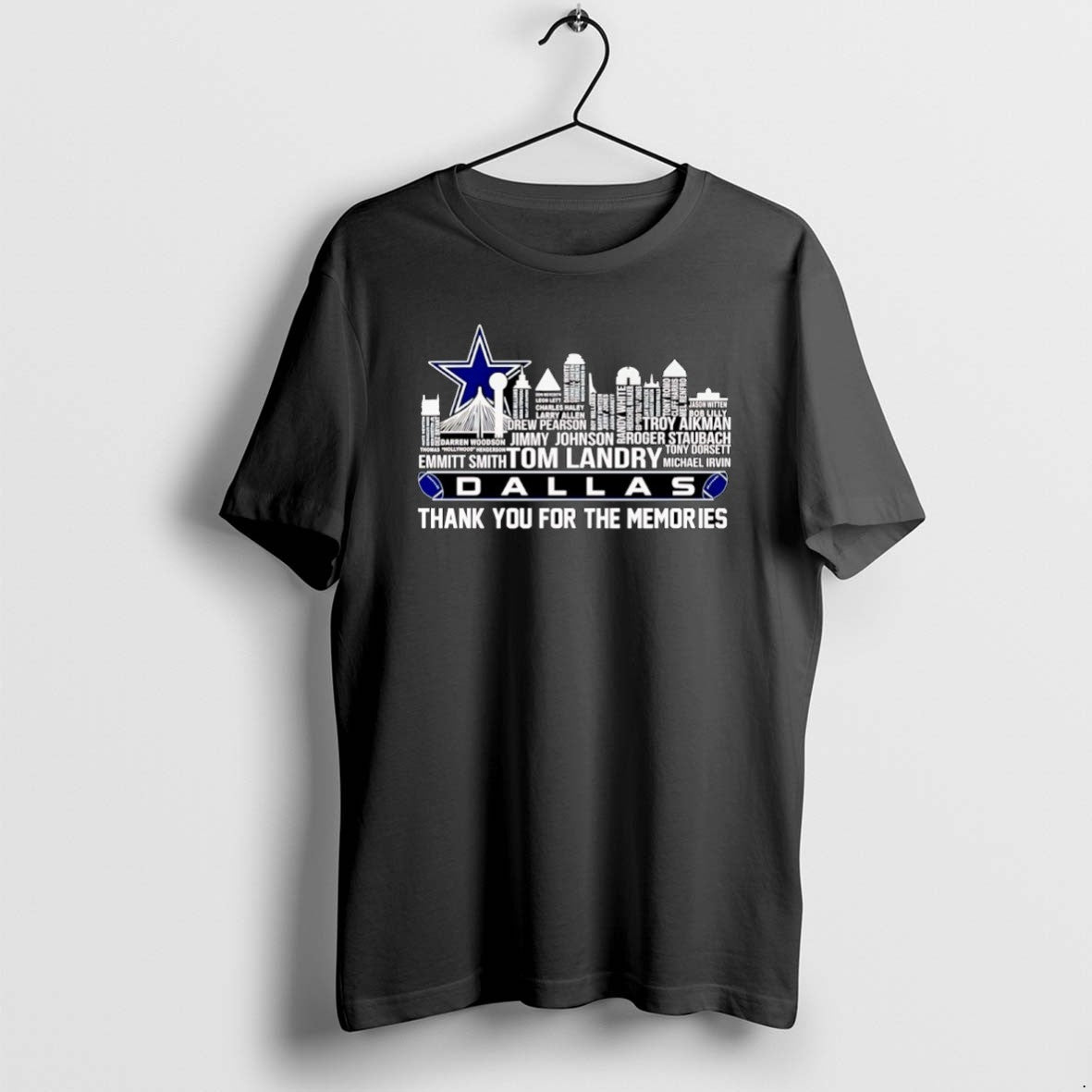 Official Dallas Cowboys Players Names Skyline City Thank You For The Memories - T-Shirt, Sweatshirt, Hoodie
