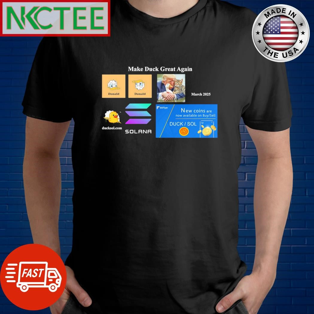 Official Donald Trump and Donald Duck and bitFlyer new listing duck coin and Solana shirt Unisex T-shirt, Sweatshirt, Hoodie, Long Sleeve Tee - T-Shirt, Sweatshirt, Hoodie