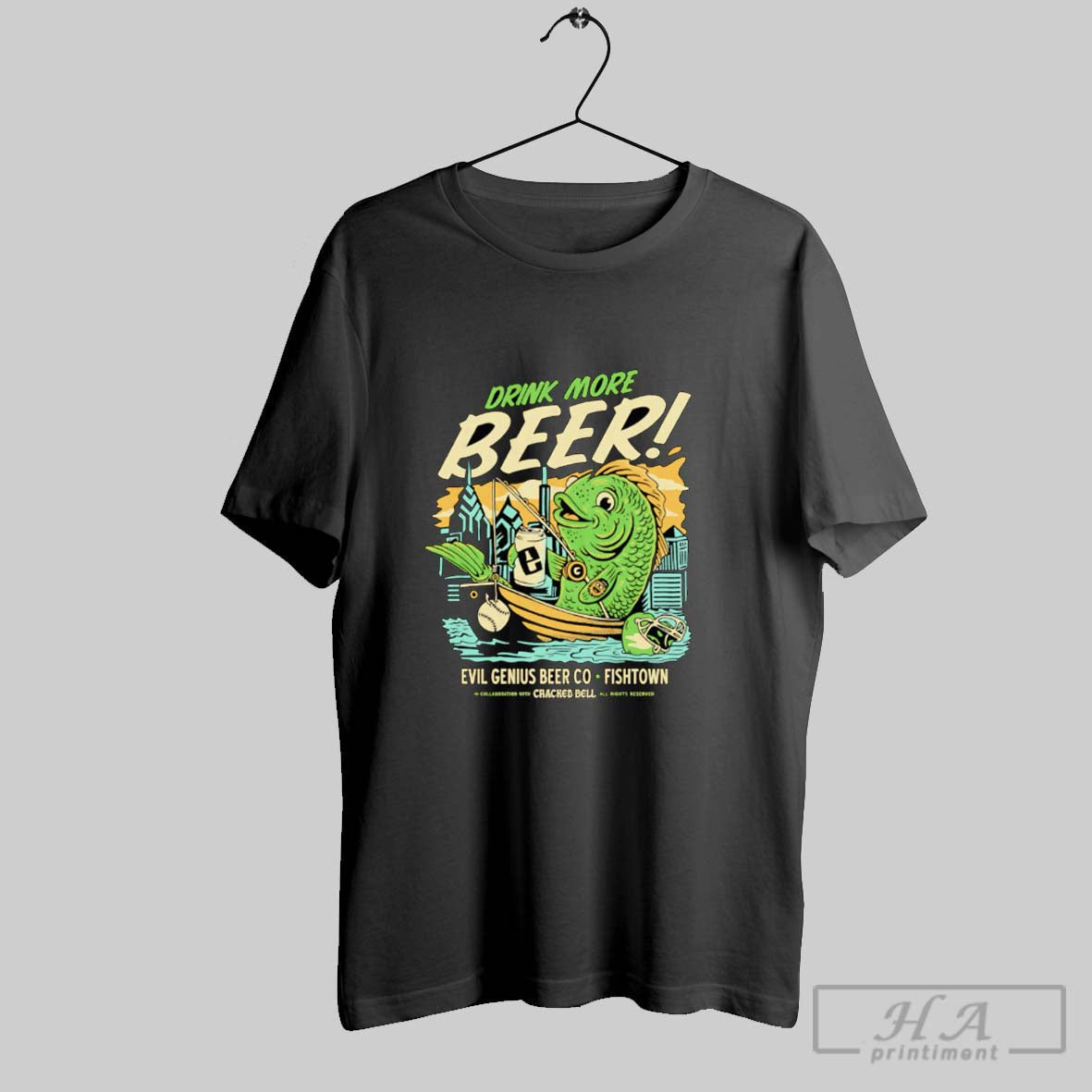 Official Drink More Beer Evil Genius Beer Co Poster Unisex T-shirt, Sweatshirt, Hoodie, Long Sleeve Tee - T-Shirt, Sweatshirt, Hoodie
