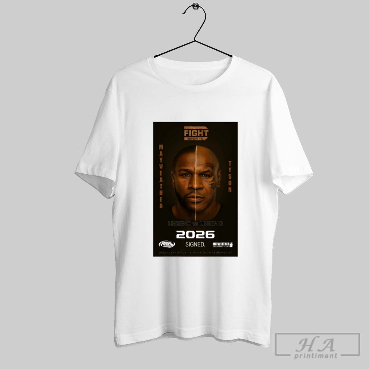 Official Fight Sports Legend Vs Legend 2025 Signed Mayweather Tyson Poster Unisex T-shirt, Sweatshirt, Hoodie, Long Sleeve Tee - T-Shirt, Sweatshirt, Hoodie