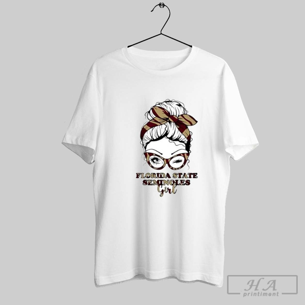 Official Florida State Seminoles Girl Messy Bun Sunglasses Fan Art Unisex T-shirt, Sweatshirt, Hoodie, Long Sleeve Tee - T-Shirt, Sweatshirt, Hoodie
