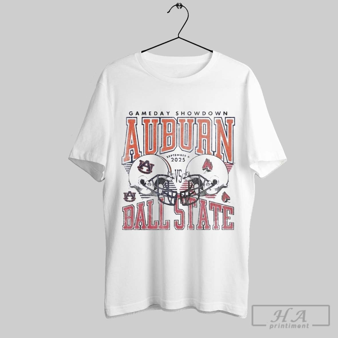 Official Gameday Showdown 2025 Auburn Vs Ball State Matchup T Unisex T-shirt, Sweatshirt, Hoodie, Long Sleeve Tee - T-Shirt, Sweatshirt, Hoodie