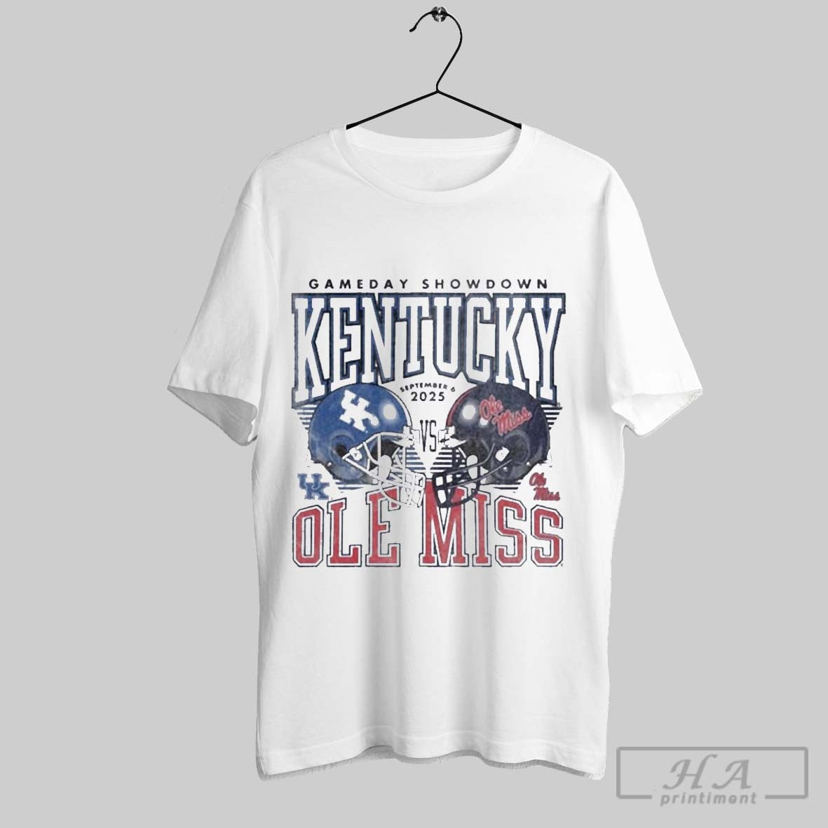 Official Gameday Showdown 2025 Kentucky Vs Ole Miss Matchup T Unisex T-shirt, Sweatshirt, Hoodie, Long Sleeve Tee - T-Shirt, Sweatshirt, Hoodie