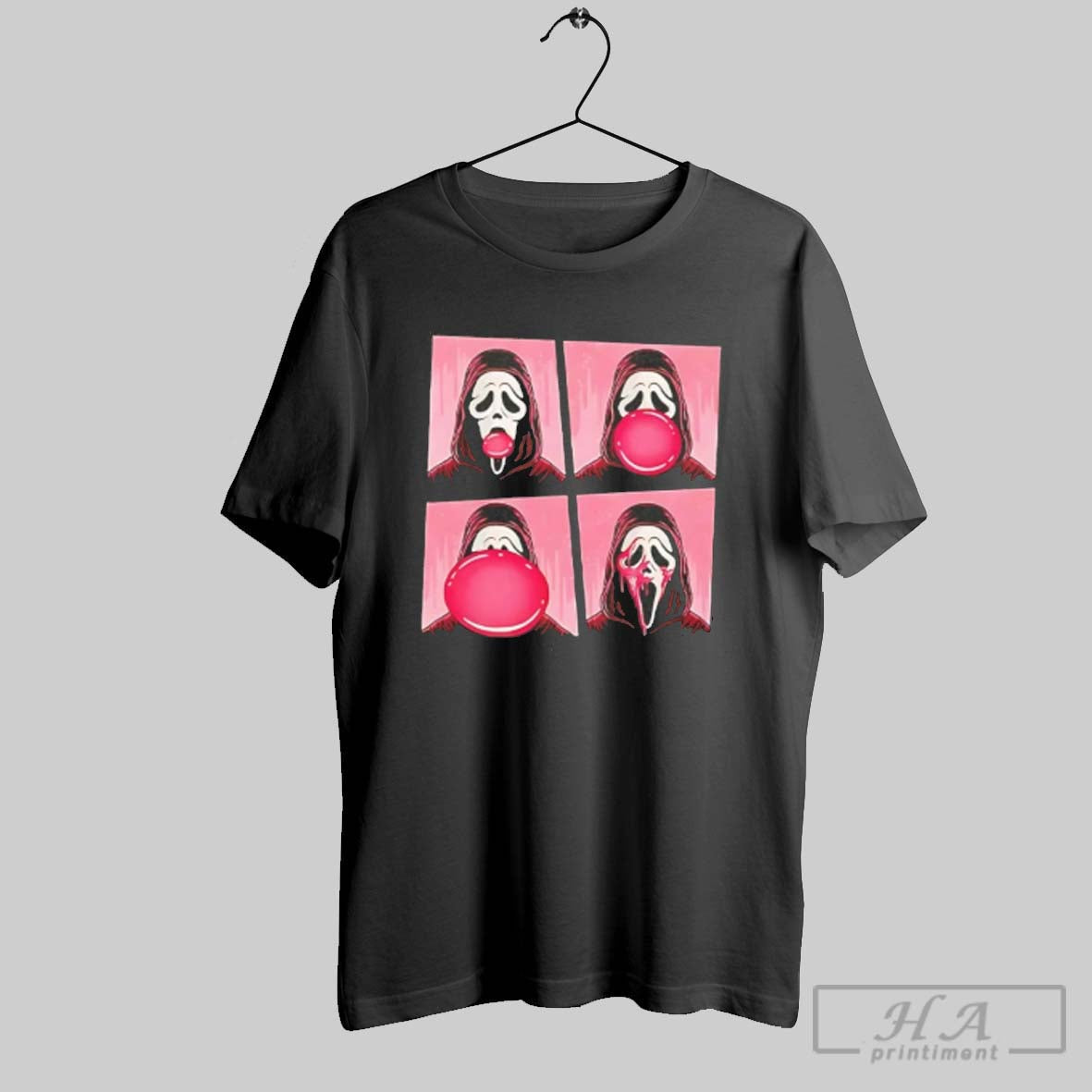 Official Ghostface Bubble Pink Gum Halloween Unisex T-shirt, Sweatshirt, Hoodie, Long Sleeve Tee - T-Shirt, Sweatshirt, Hoodie