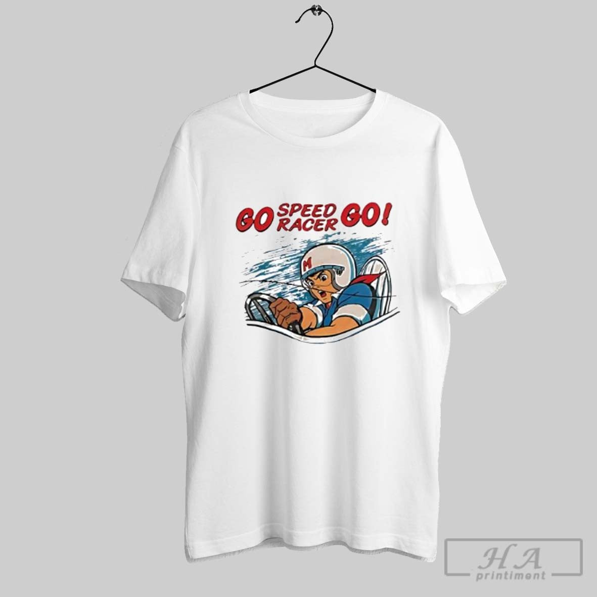 Official Go Speed Racer Go Retro Anime Cartoon Posters White Unisex T-shirt, Sweatshirt, Hoodie, Long Sleeve Tee - T-Shirt, Sweatshirt, Hoodie