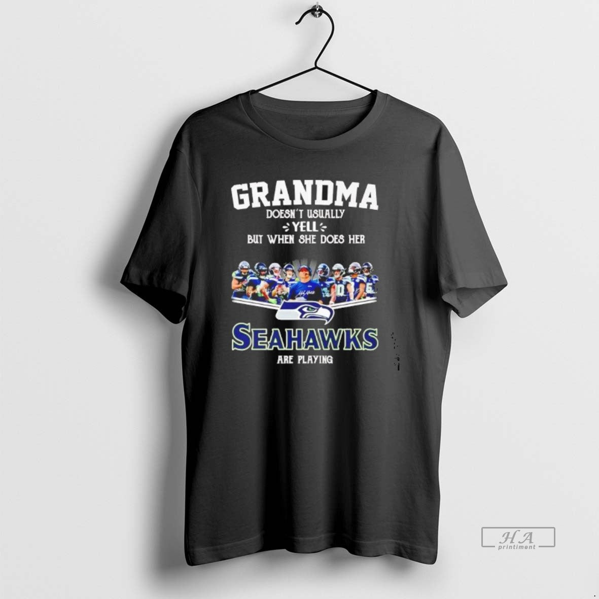 Official Grandma Doesnt Usually Yell But When She Does Her Seahawks - T-Shirt, Sweatshirt, Hoodie
