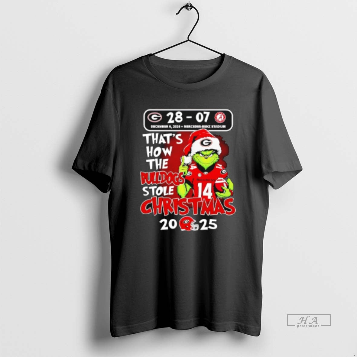Official Grinch Georgia Bulldogs Champions That How The Bulldogs Stole Christmas 2025 28 7 - T-Shirt, Sweatshirt, Hoodie