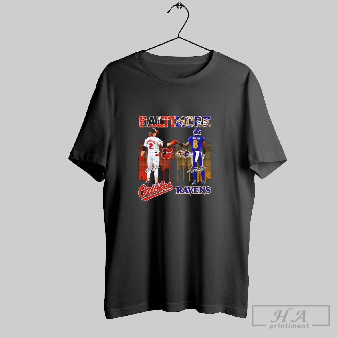 Official Gunnar Henderson Baltimore Orioles And Lamar Jackson Baltimore Ravens Signature Unisex T-shirt, Sweatshirt, Hoodie, Long Sleeve Tee - T-Shirt, Sweatshirt, Hoodie
