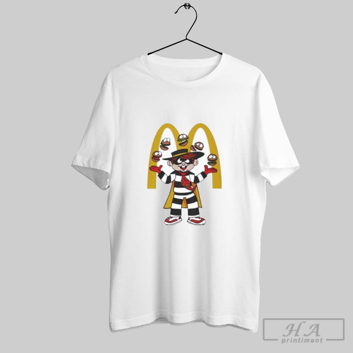 Official Hamburglar Juggling Burgers Unisex T-shirt, Sweatshirt, Hoodie, Long Sleeve Tee - T-Shirt, Sweatshirt, Hoodie