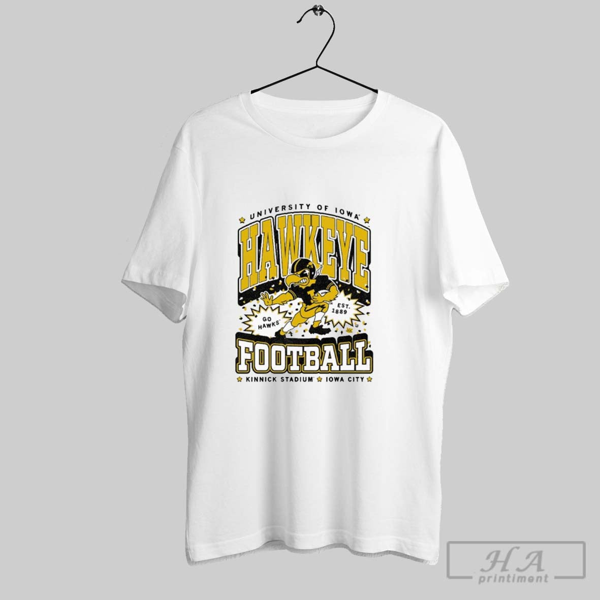 Official Iowa Hawkeyes Go Hawks Kinnick Stadium City Est 1889 Mascot Unisex T-shirt, Sweatshirt, Hoodie, Long Sleeve Tee - T-Shirt, Sweatshirt, Hoodie