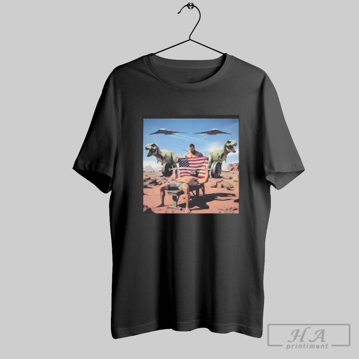 Official Jesus Weight Lifting Under Us Flag Dino Ladies Tee Unisex T-shirt, Sweatshirt, Hoodie, Long Sleeve Tee - T-Shirt, Sweatshirt, Hoodie