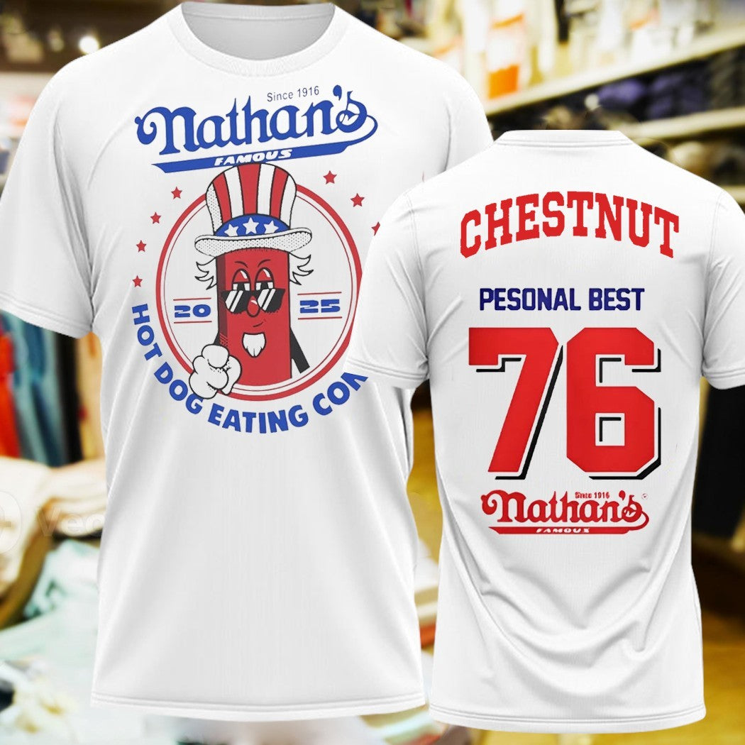 Joey Chestnut 17th Nathan Famous Hot Dog Jersey 2025 Shirt sports jersey product view 1