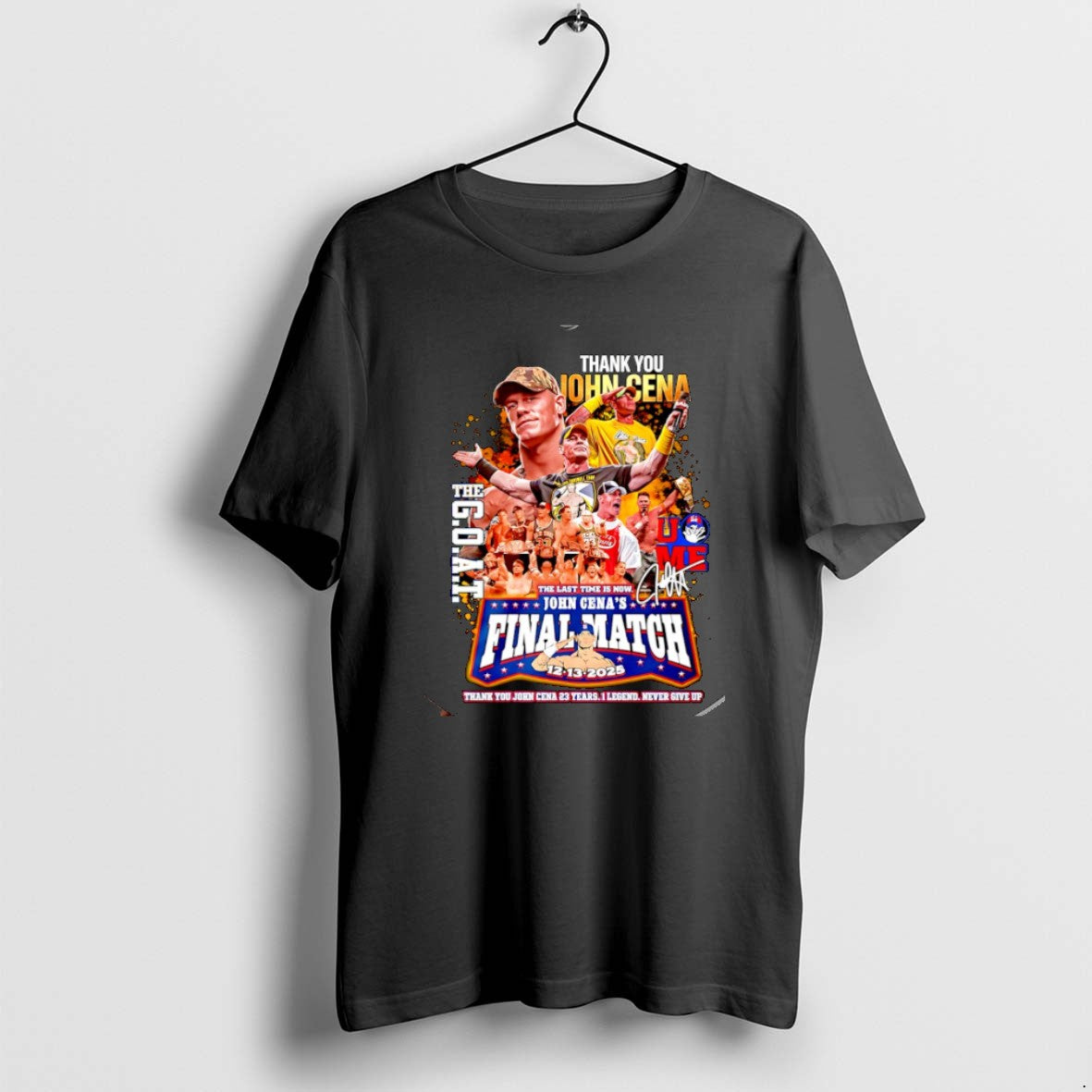 Official John Cena Final Match Thank You The Goat Signature Christmas - T-Shirt, Sweatshirt, Hoodie