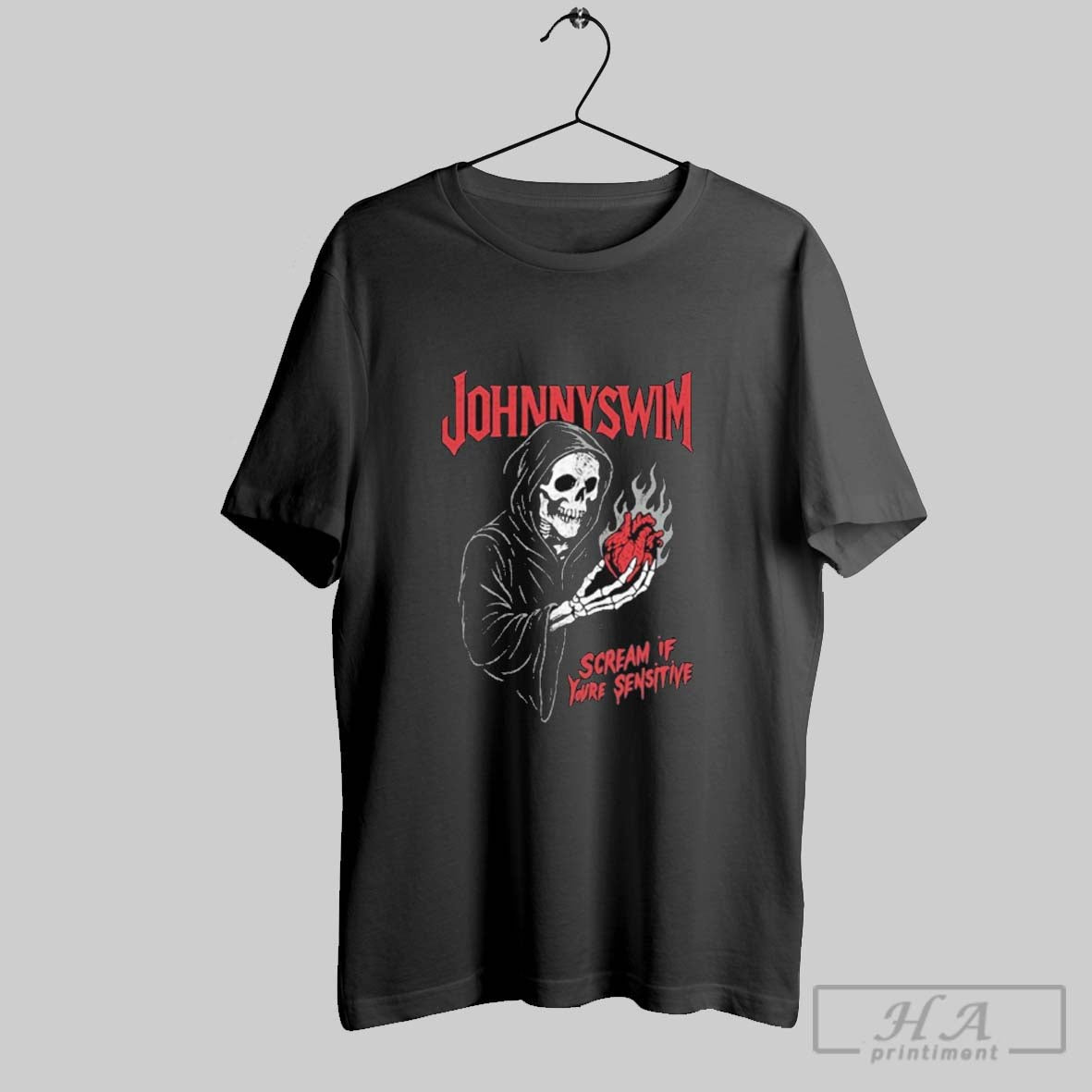 Official Johnnyswim Scream If Youre Sensitive Grim Reaper Heart Unisex T-shirt, Sweatshirt, Hoodie, Long Sleeve Tee - T-Shirt, Sweatshirt, Hoodie